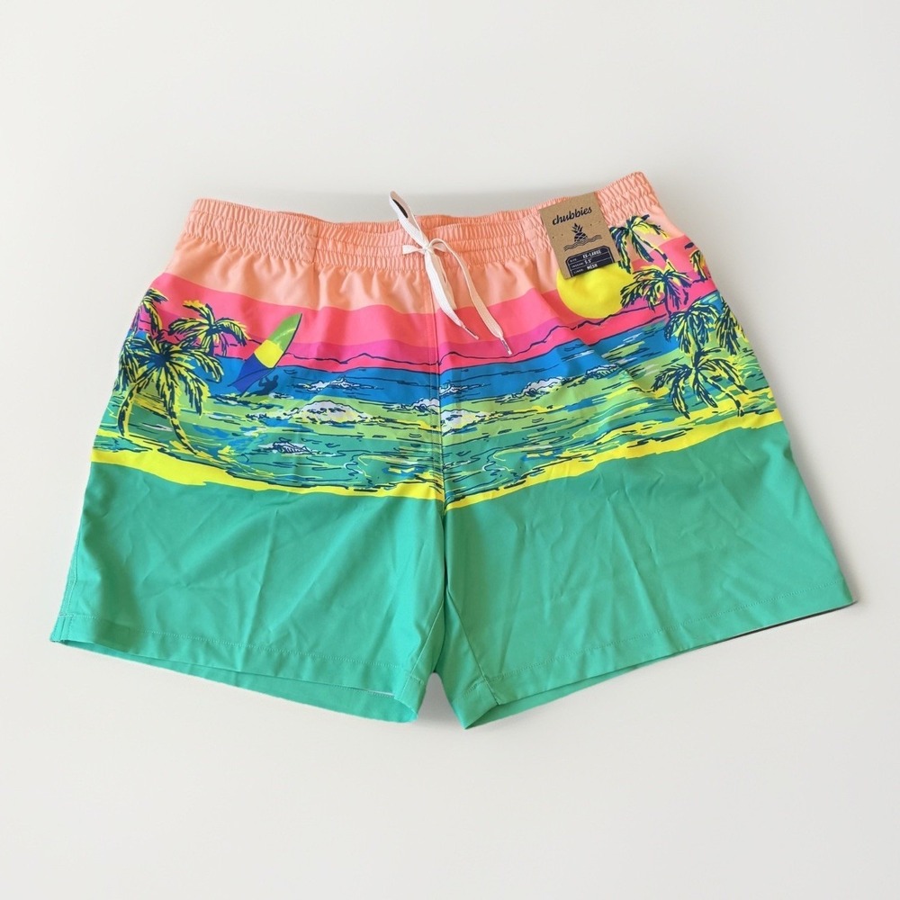 Chubbies Swim Trunks Mens 2XL Multicolor Tropical Print Mesh Lined 5.5" Inseam